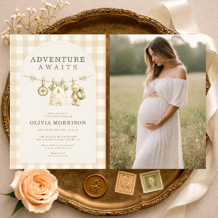 Invitation Faire l'aventure Photo Baby Shower