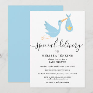 Invitation Faire livrer une cigogne étoile bébé douche Sprink