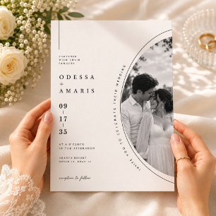 Invitation Faire Mariage à Cadre Circulaire avec Photo Romant