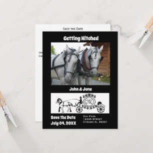 Invitation Faire Mariage Chariot à Cheval Photo Monogram Invi