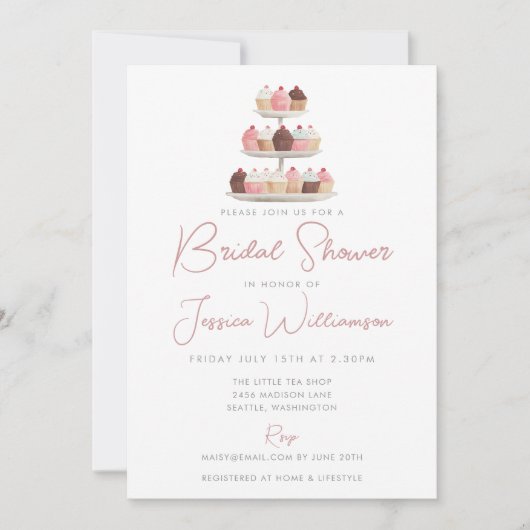 Invitation Faire Mariage Gâteaux Aquarelle (Devant)