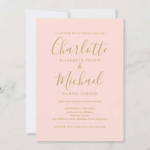 Invitation Faire Mariage Rose Et Or Tout En Un