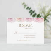 Invitation Faire Mariage RSVP Fleurs Élégantes Roses Teintées (Debout devant)