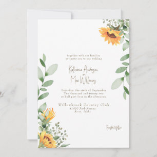 Invitation Faire Mariage Tournesol Or Texte Sans Parents II