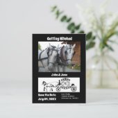 Invitation Faire Marié Wagon à Cheval Photo Monogram Invitati (Debout devant)