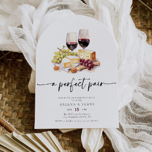 Invitation Faire-Paire Aquarelle Vin Fromage Engagement Parfa