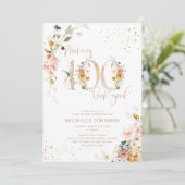 Invitation Faire paraître 100 beau Anniversaire botanique ros (Debout devant)