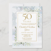 Invitation Faire part 50e anniversaire de mariage flocons de  (Devant)