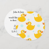 Invitation faire part bébé douche canard jaune (Devant / Derrière)