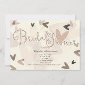 Invitation Faire part chic de douche de mariée coeurs roses e (Devant)