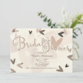 Invitation Faire part chic de douche de mariée coeurs roses e (Debout devant)