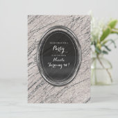 Invitation Faire part chic rayure marbre glam beige et argent (Debout devant)