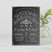 Invitation Faire part d'anniversaire de mariage tableau noir (Debout devant)