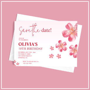 Invitation Faire part d'anniversaire enfant Fleur d'Hibiscus