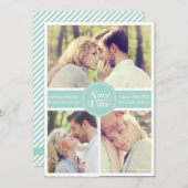 Invitation Faire part d'annonce de date à retenir vert menthe (Devant / Derrière)