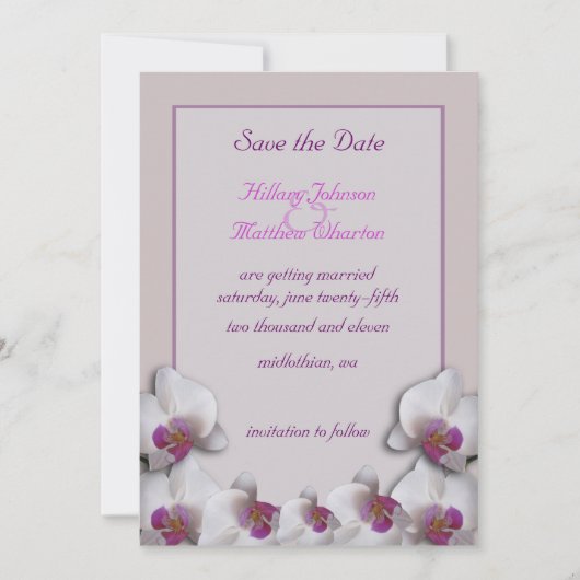 Invitation Faire part d'annonce de date de mariage Orchidées (Devant)