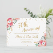 Invitation Faire part de 50e anniversaire de mariage rustique (Debout devant)