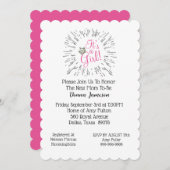 Invitation Faire part de Baby Shower « Bébé Fille » Couronne (Devant / Derrière)