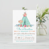 Invitation Faire part de Baby Shower Bohème Tente Indienne Fi (Debout devant)