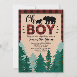 Invitation Faire part de Baby Shower Bûcheron