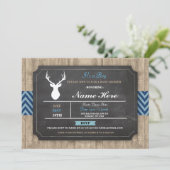 Invitation Faire part de Baby Shower Garçon Craie Rustique An (Debout devant)