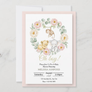 Invitation Faire part de Baby Shower pour garçon   Animaux de
