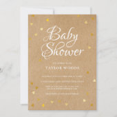 Invitation Faire part de Baby Shower Rustique Kraft Boho Cœur (Devant)