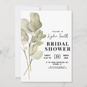 Invitation Faire part de Baby Shower sur le thème Eucalyptus, (Devant)