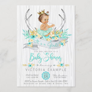 Invitation Faire part de bains de bébé princesse Boho bois de