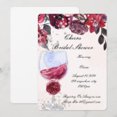 Invitation faire part de bapteme floral bordeaux (Devant / Derrière)