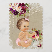 Invitation Faire part de biberon de bébé fille avec jarre de  (Devant / Derrière)