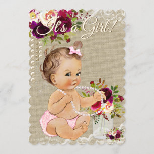 Invitation Faire part de biberon de bébé fille avec jarre de 
