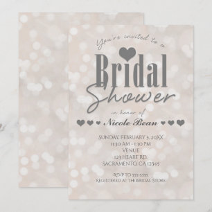 Invitation Faire part de bokeh de mariage blanc moderne en fo