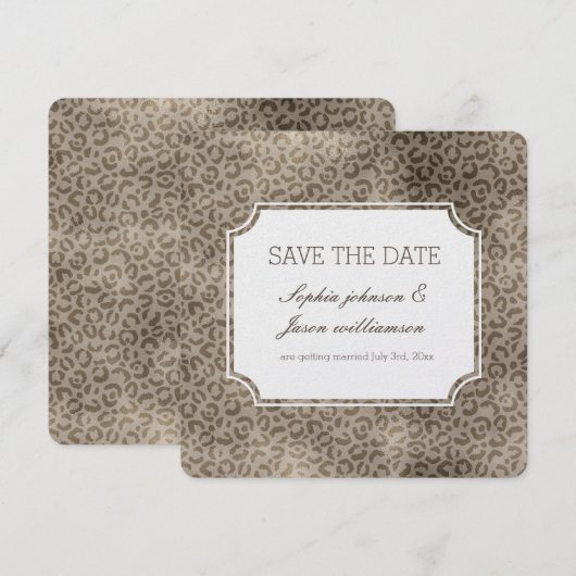 Invitation Faire part de Brown Glam Leopard Print (Devant / Derrière)