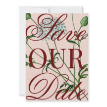 Faire part de date de mariage à fleurs vintage sur