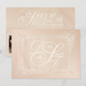 Invitation Faire part de date de mariage avec monogramme et p (Devant / Derrière)