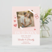 Invitation Faire part de date de mariage avec photo de coeur  (Debout devant)