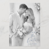 Invitation Faire part de date de mariage en bleu poussiéreux (Devant)