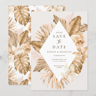 Invitation Faire part de date de mariage en herbe de pampa sé