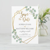 Invitation Faire part de date de mariage géométrique à feuill (Debout devant)