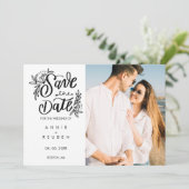 Invitation Faire part de date de mariage moderne avec photo e (Debout devant)