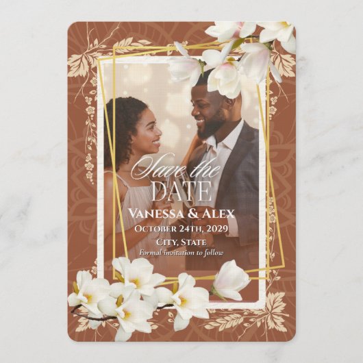 Invitation Faire part de date de photo florale (Devant)