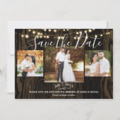 Invitation Faire part de date de Rustique Bois Sombre & Lumiè (Devant)