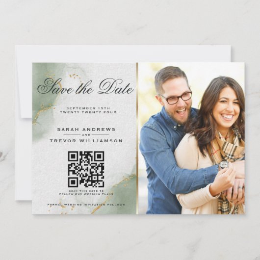 Invitation Faire part de date de sauvegarde photo & code QR d (Devant)
