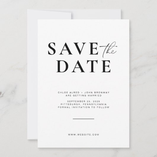 Invitation Faire part de date de sauvegarde simple et moderne (Devant)
