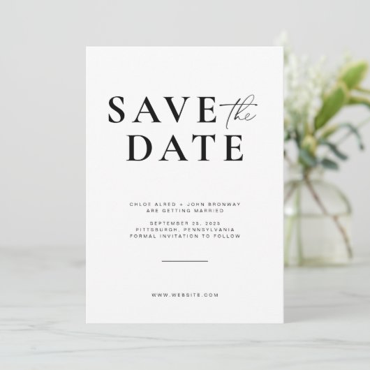 Invitation Faire part de date de sauvegarde simple et moderne (Debout devant)