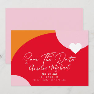 Invitation Faire part de date de sauvegarde Sunrise Bold Rose