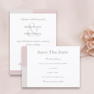 Invitation Faire part de date limite rose poudré gris blanc r