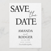 Invitation Faire part de date moderne rose noir blanc (Devant)