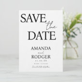 Invitation Faire part de date moderne rose noir blanc (Debout devant)